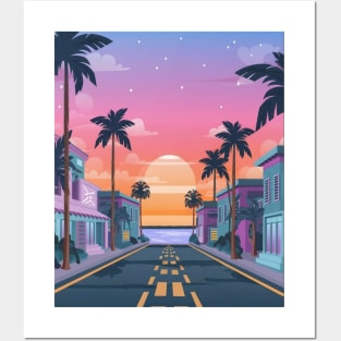 Neon Sunset Posters and Art